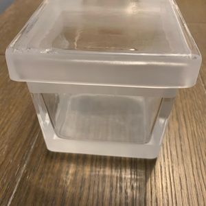 Mette Ditmer Denmark 4” Square frosted and Clear Glass Box for Candy or Trinkets